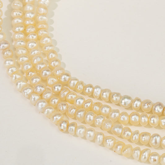 2.3-4.5mm Cream Near Round Real Pearl Necklace 4 Lines(Known as Basra)