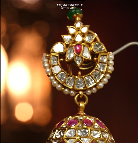 Trendy Kundan Gold Ruby Jhumka