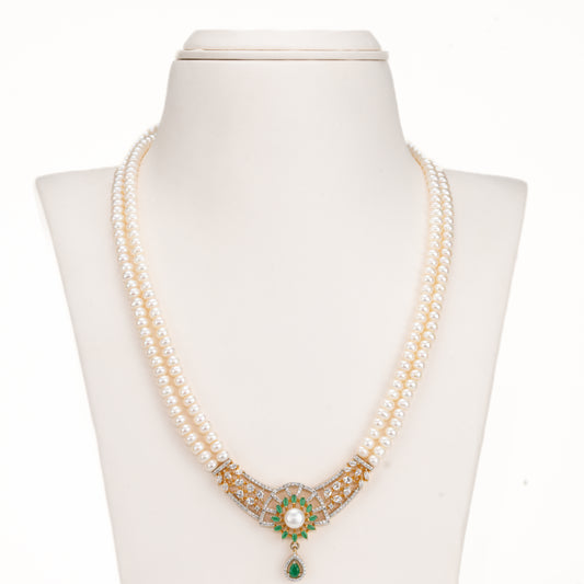 Green Stone Freshwater Necklace Set