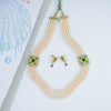 Innovative Green Stone Side Pieces Freshwater Pearl Necklace Set