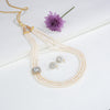 Artisanal White Stone Side Piece Freshwater Pearl Necklace Set