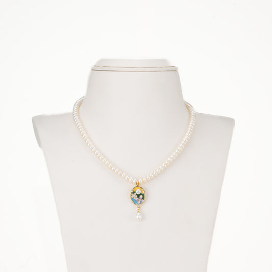 Shiny White Stone Freshwater Pearl Necklace Set