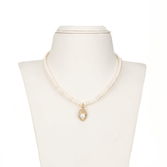 Dramatic White Stone Freshwater Pearl Necklace Set