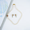 Unique Red Green Stone Side Piece Freshwater Pearl Necklace Set