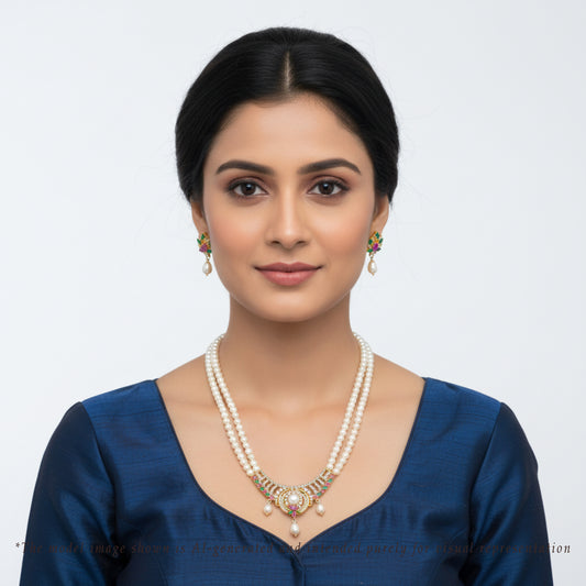 Bold Red Green Multicolor Freshwater Pearls Necklace Set