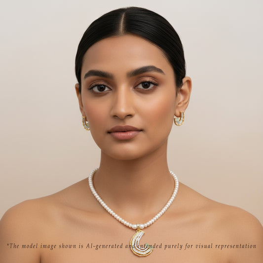 Stunning Green Stone Freshwater Pearl Necklace Set