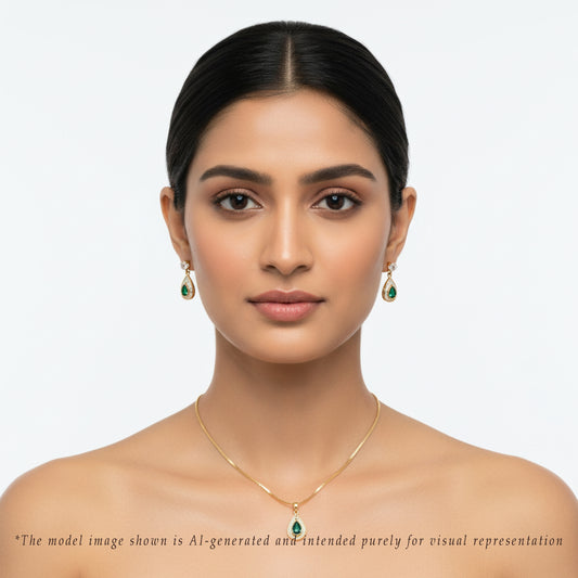 Marbled Green Stone Necklace Set