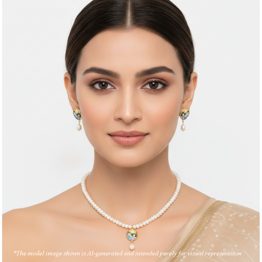 Shiny White Stone Freshwater Pearl Necklace Set