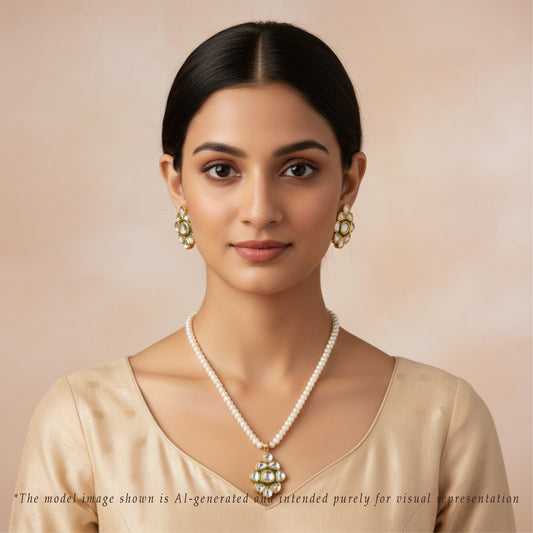 Soulful White Stone Freshwater Pearls Necklace Set