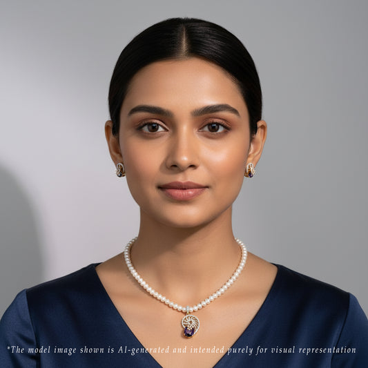 Lavish Blue Stone Freshwater Pearl Necklace Set