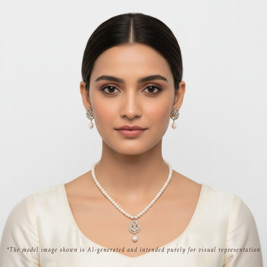 Dramatic White Stone Freshwater Pearl Necklace Set