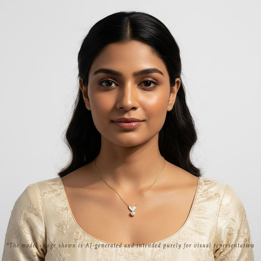 Elegant Heart White Drop Freshwater Pearl Necklace