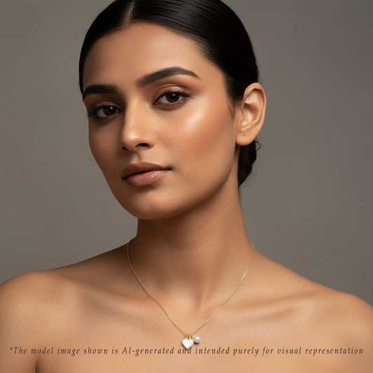 Golden Heart White Freshwater Pearl Necklace