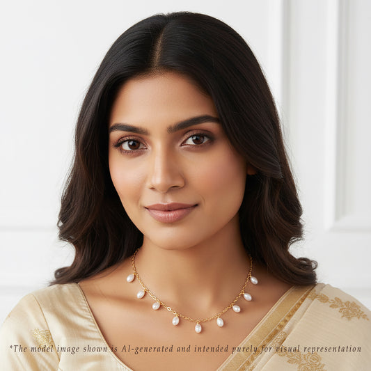 Elegant White Teardrop Freshwater Pearl Necklace