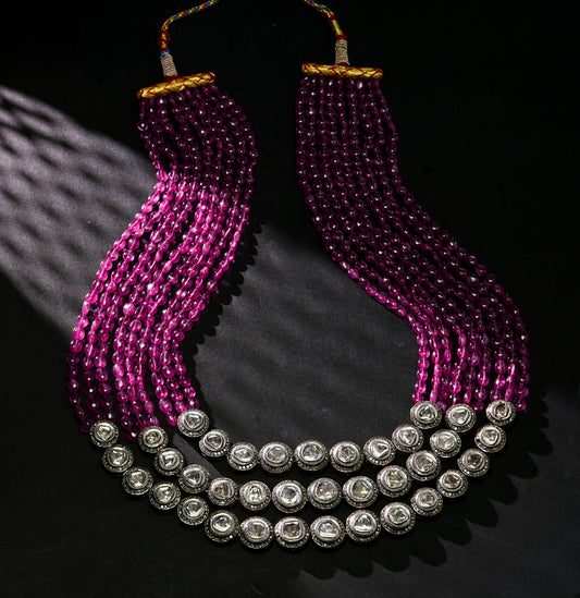 Exquisite Polki Ruby Side Piece Necklace