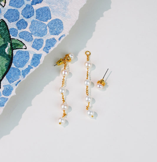 Sparkly White Mix Freshwater Pearl Dangling Earring