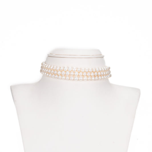 Casual White Round Freshwater Pearl Choker