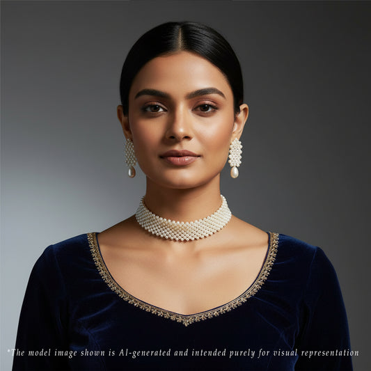 Brilliant Jali Freshwater Pearl Choker Set