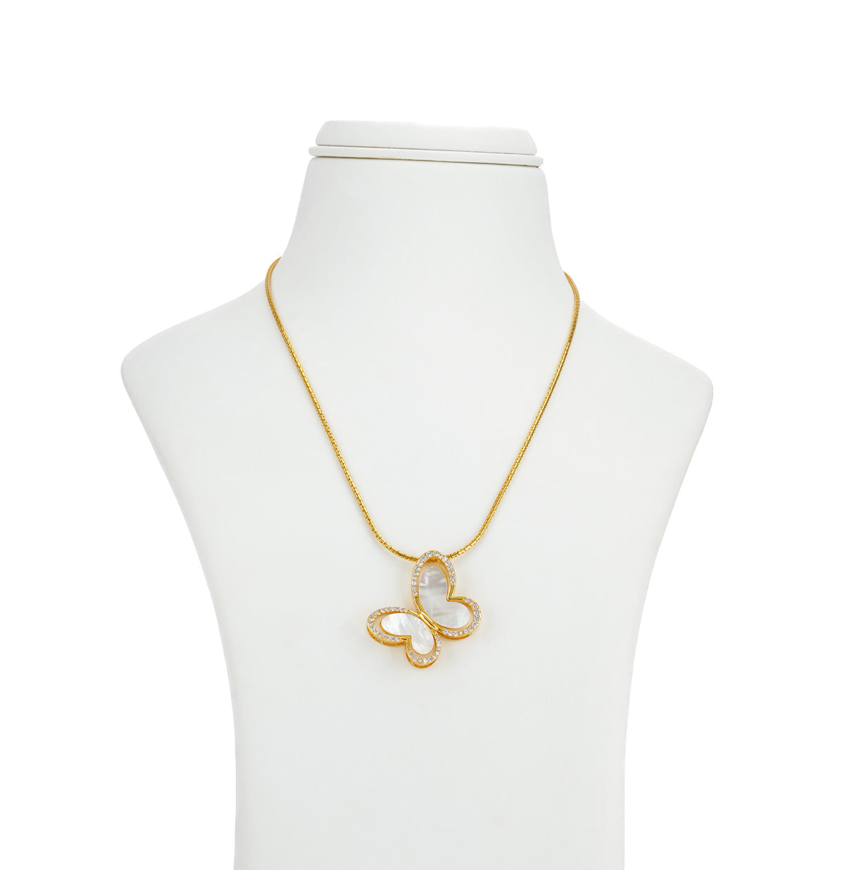 Subtle Butterfly Pearl Necklace Set