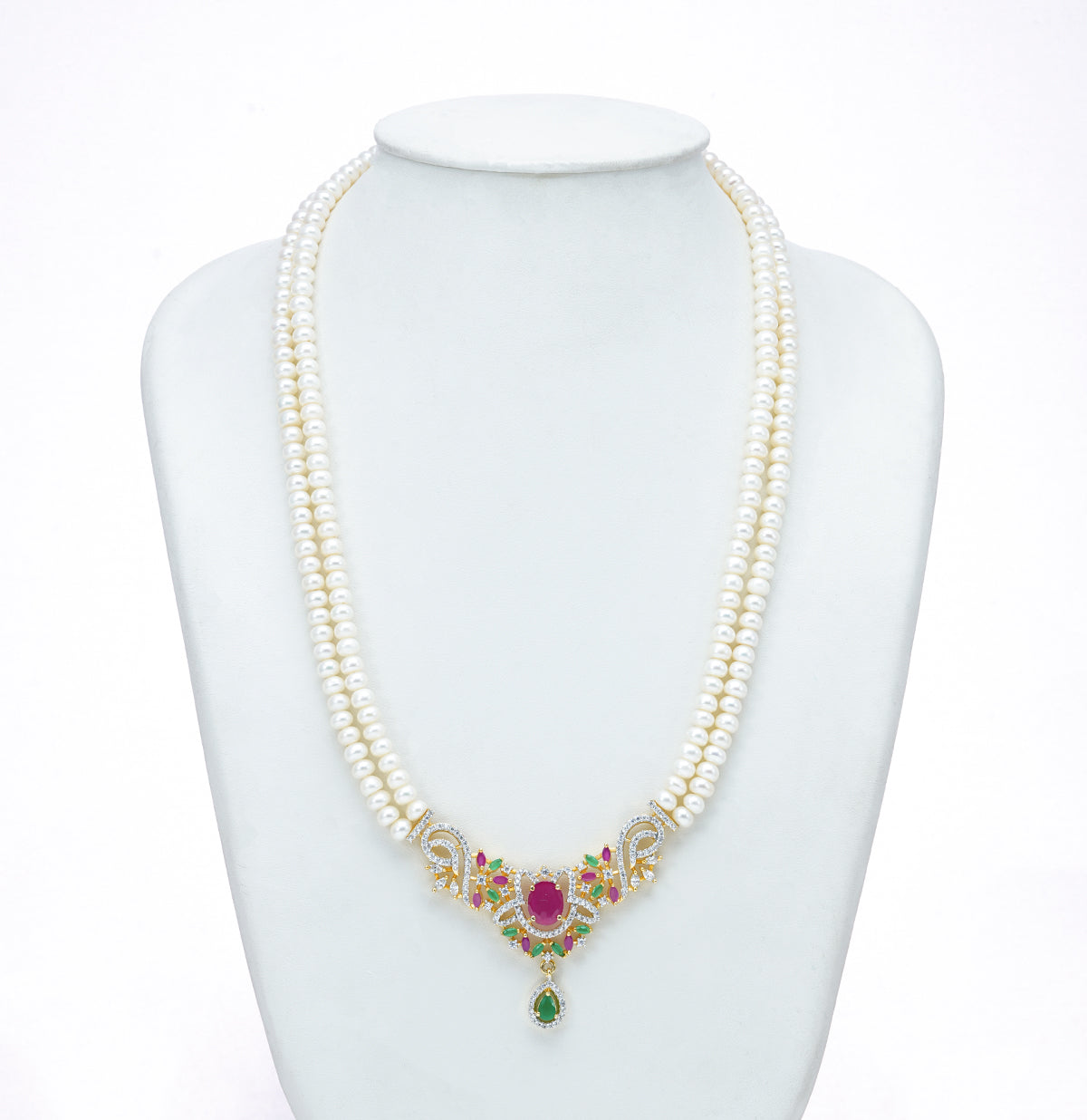 Customizable Red Green Multicolor Freshwater Pearl Necklace Set