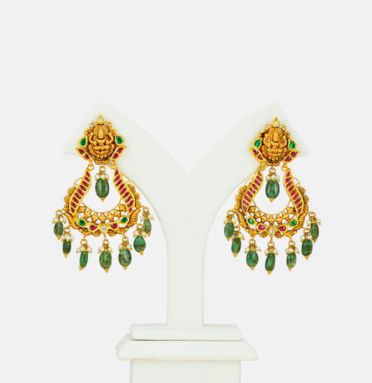 Charming Gold Ruby Emerald Kundan Earring