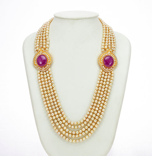 Distinctive Pearl Stone Side Piece Necklace