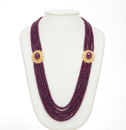 Classic Real Ruby Side Piece Necklace