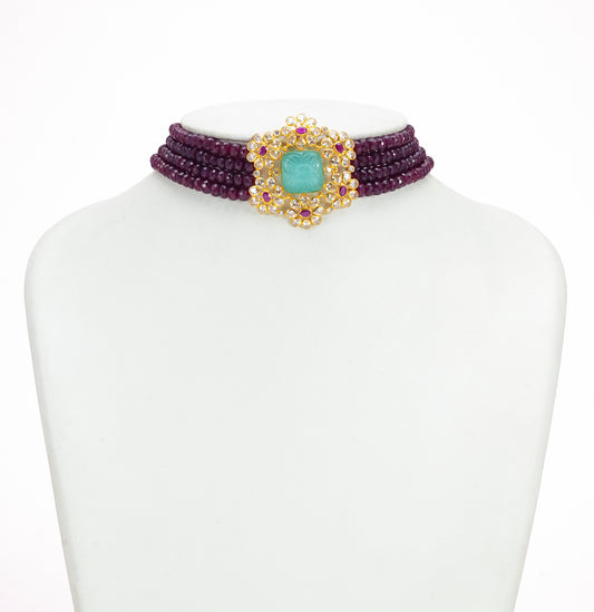 Intricate Ruby Gold Choker