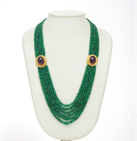 Exciting Gold Emerald Side Piece Necklace