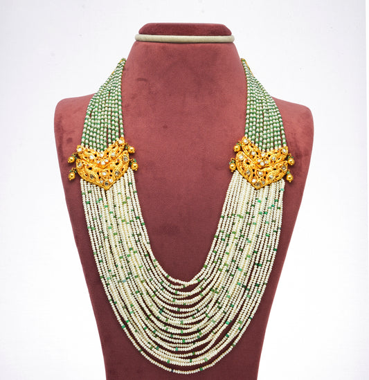 Graceful Seed Pearl Emerald Side Piece Necklace