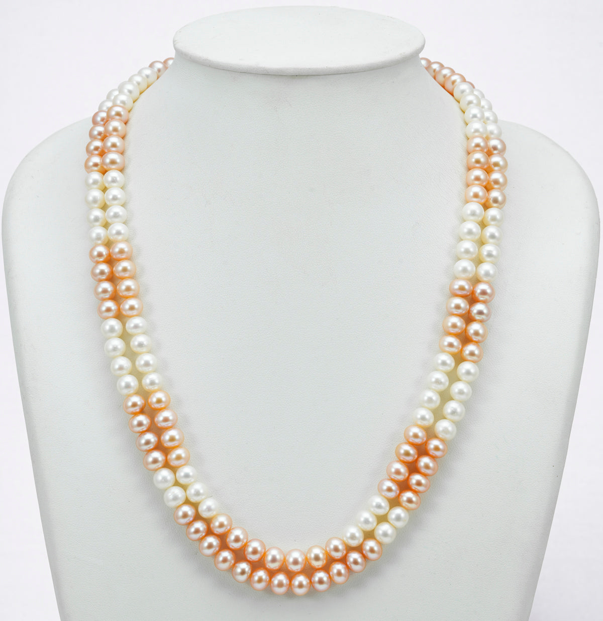 6.0-7.0mm Multicolor Near Round Freshwater Pearl Necklace Set - AA Quality