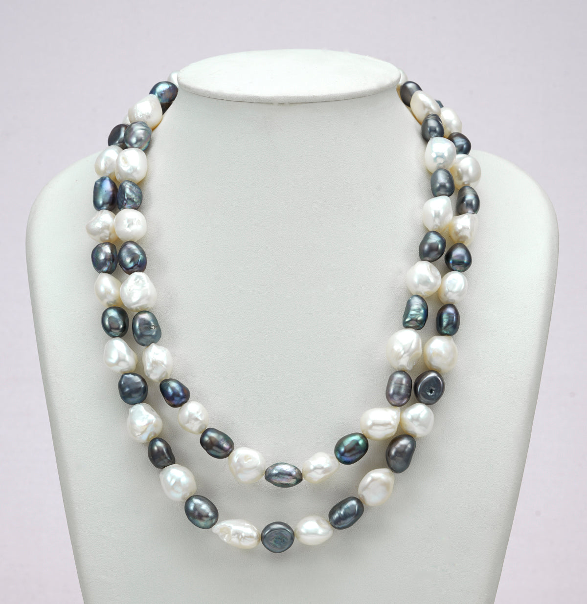 12.0-13.0mm Semi Baroque Multicolor Freshwater Pearl Necklace Set - A Quality