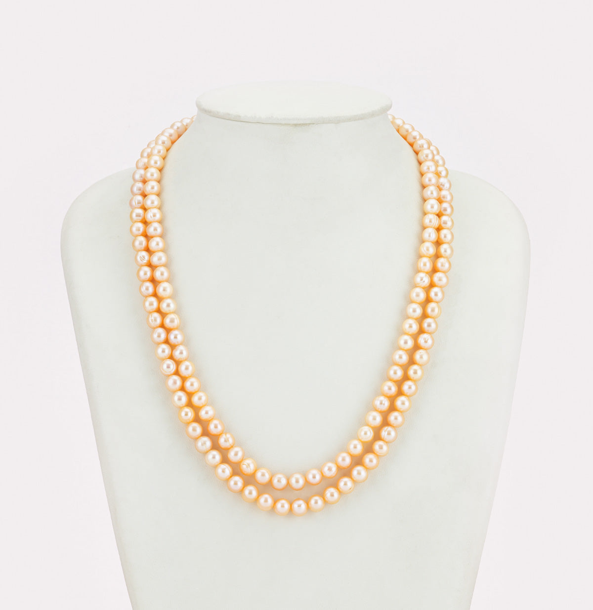 6.0-7.0mm Pink Near Round Freshwater Pearl Necklace Set - AA Quality