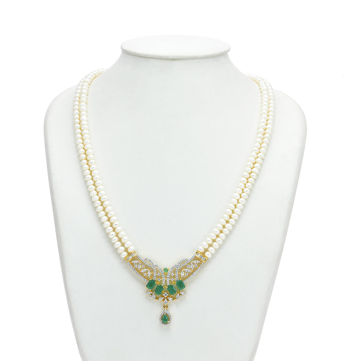 Artistic Green Stone Freshwater Pearl Set