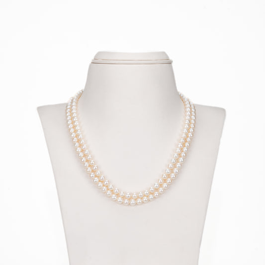 6.0-7.0mm White Round Freshwater Pearl Necklace Set - AAA Quality