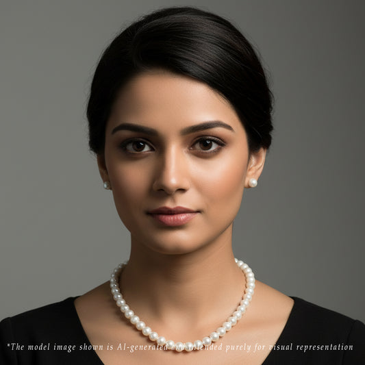 10.0-11.0mm White Round Freshwater Pearl Necklace Set - AAA Quality