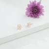 Floral White Round Freshwater Pearl Stud Earrings