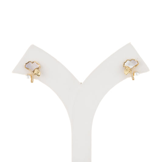 Fancy White Freshwater Pearl Stud Earrings