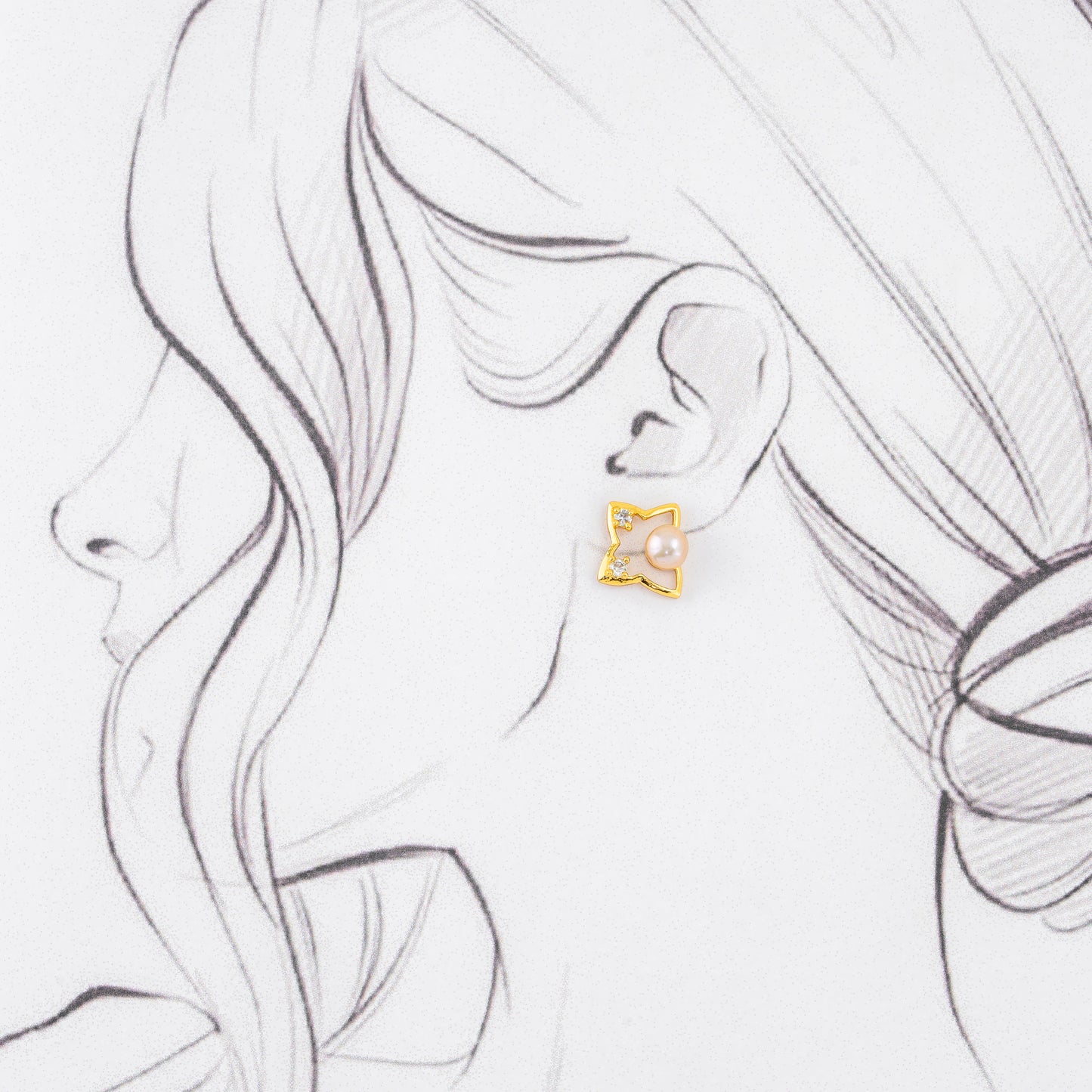 Edgy Pink Freshwater Pearl Stud Earrings