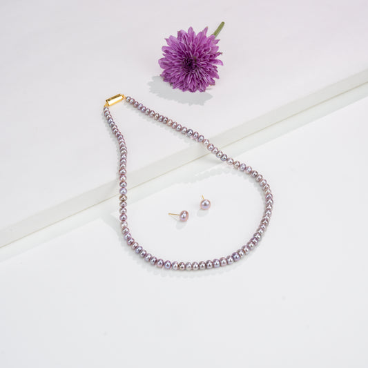 Lavender Grading Freshwater Pearl Necklace Gift Box