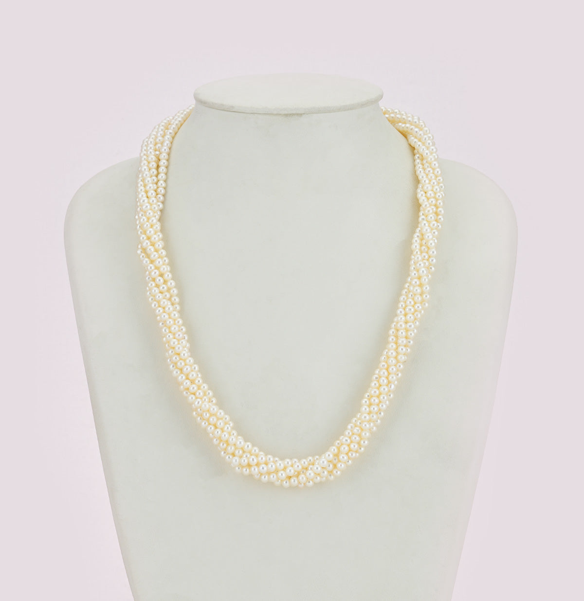 3.0-4.0mm White Round Freshwater Pearl Necklace Set - AAA Quality