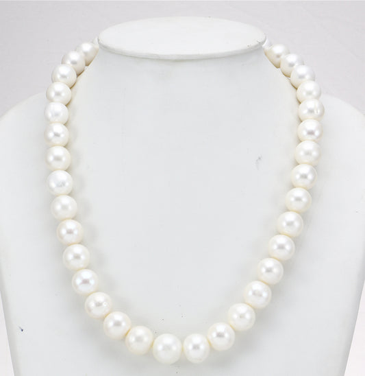 10.0-11.0mm White Round Freshwater Pearl Necklace Set - AAA Quality