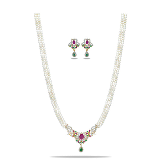 Customizable Red Green Multicolor Freshwater Pearl Necklace Set
