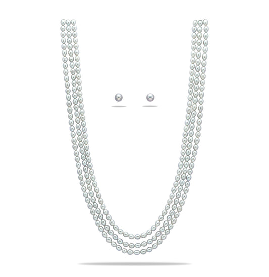 6.0-7.0mm Grey Drop Freshwater Pearl Necklace Set - A Quality