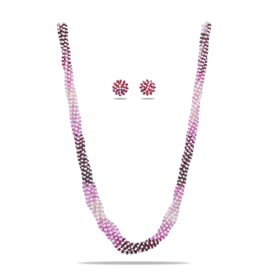 Natural Shaded Ruby and 1.0-2.0mm Seed Freshwater Pearls Necklace Set - AAA Quality