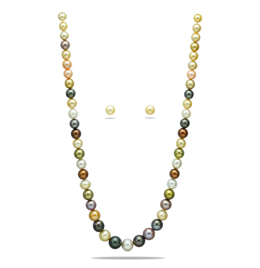 8.0-14.0mm Superior Multicolor South Sea Pearl Necklace Set -A Quality