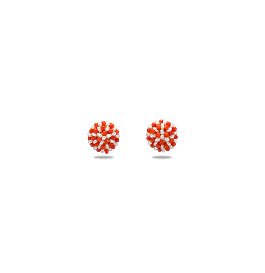 Exotic Coral Seed White Freshwater Pearl Stud Earrings