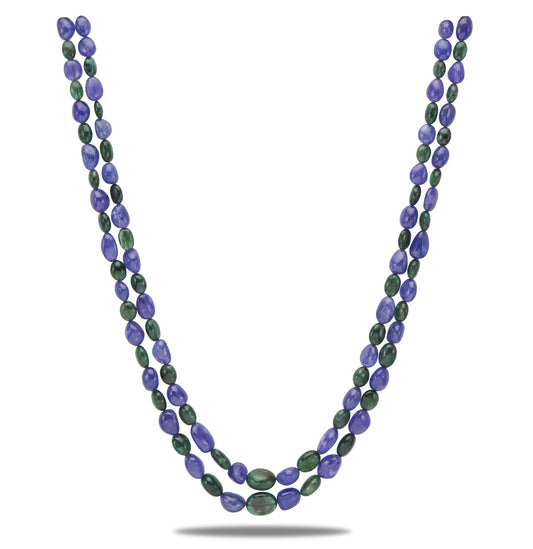 Natural Emerald Tanzanite Beads Necklace