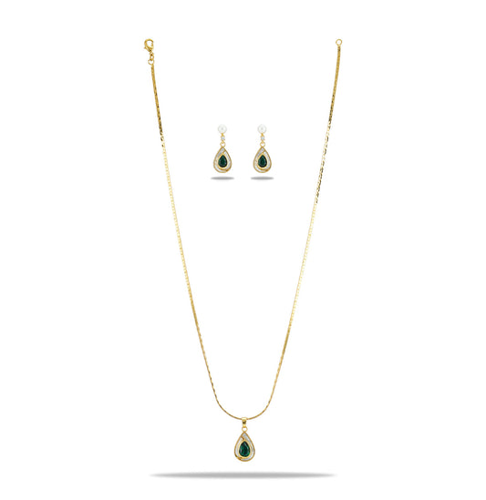 Marbled Green Stone Necklace Set