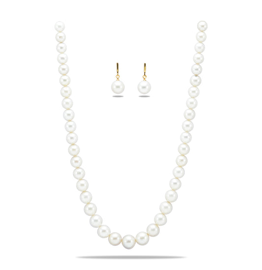 10.0-11.0mm White Near Round South Sea Pearls Necklace Set - A Quality